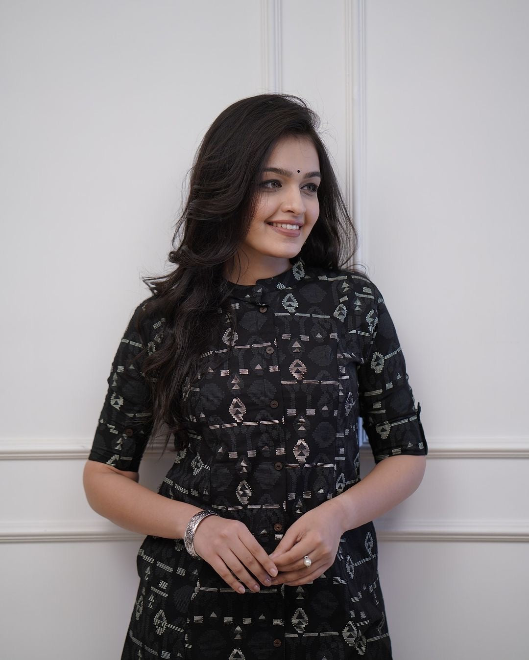 Black cotton printed kurti plazzo set