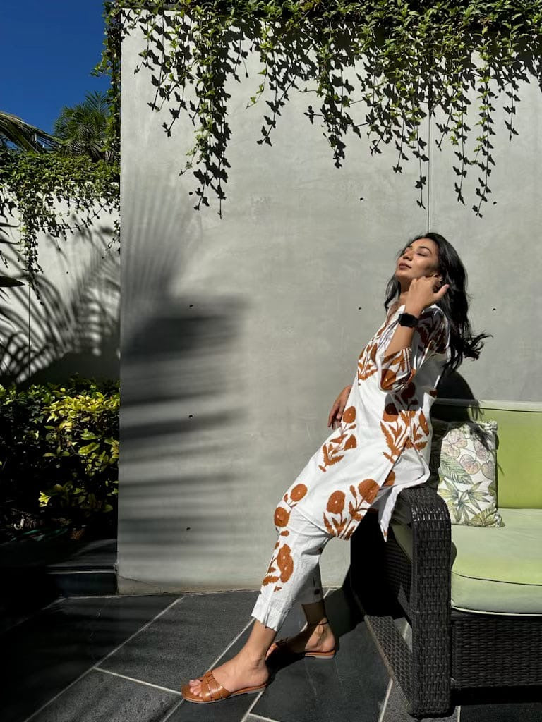 Easy breezy white brown summer cord set