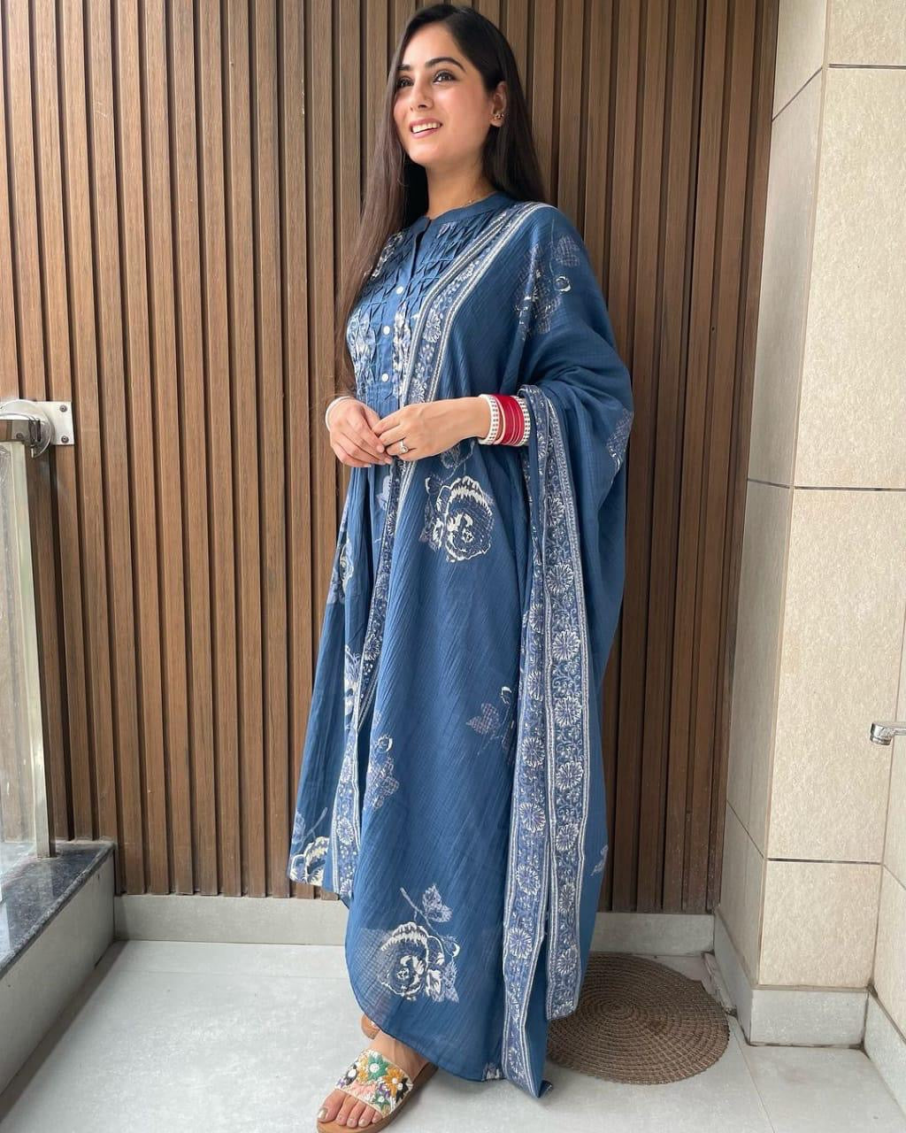 Vibrant floral print kurta set