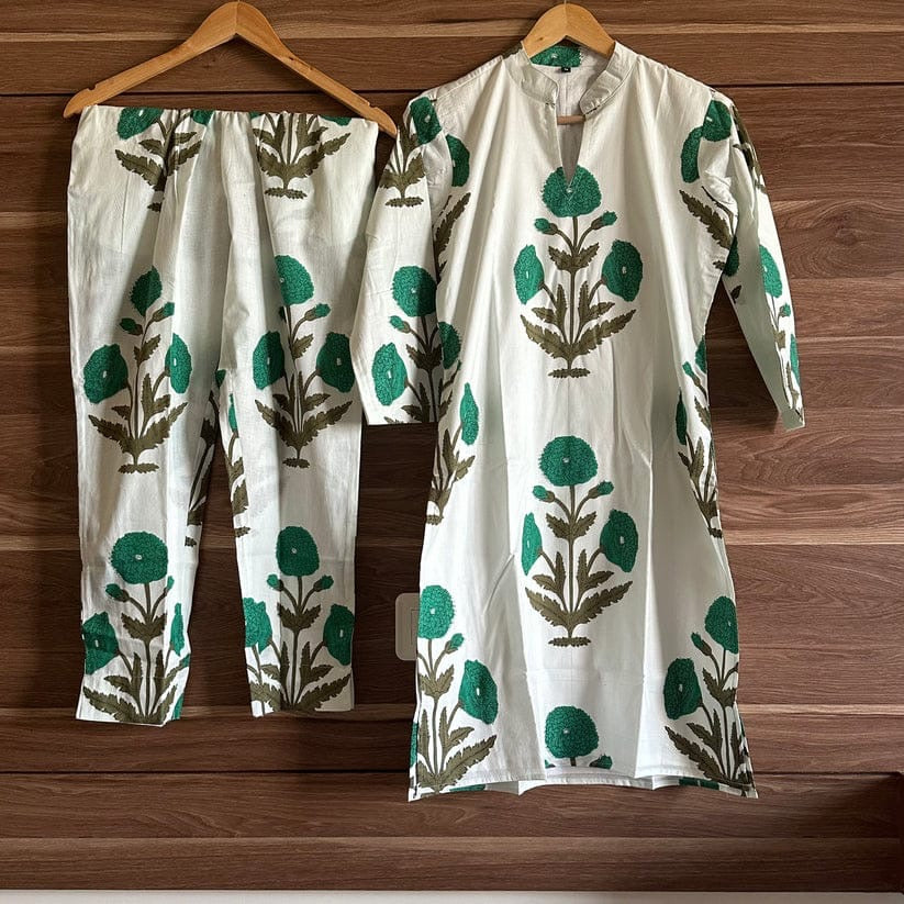 Easy breezy white green summer cord set