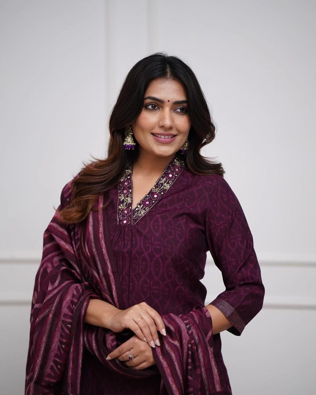 Festive special embroider kurta pant dupatta set