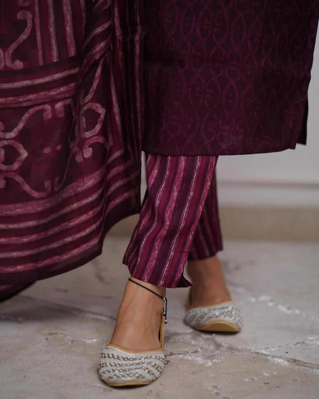 Festive special embroider kurta pant dupatta set