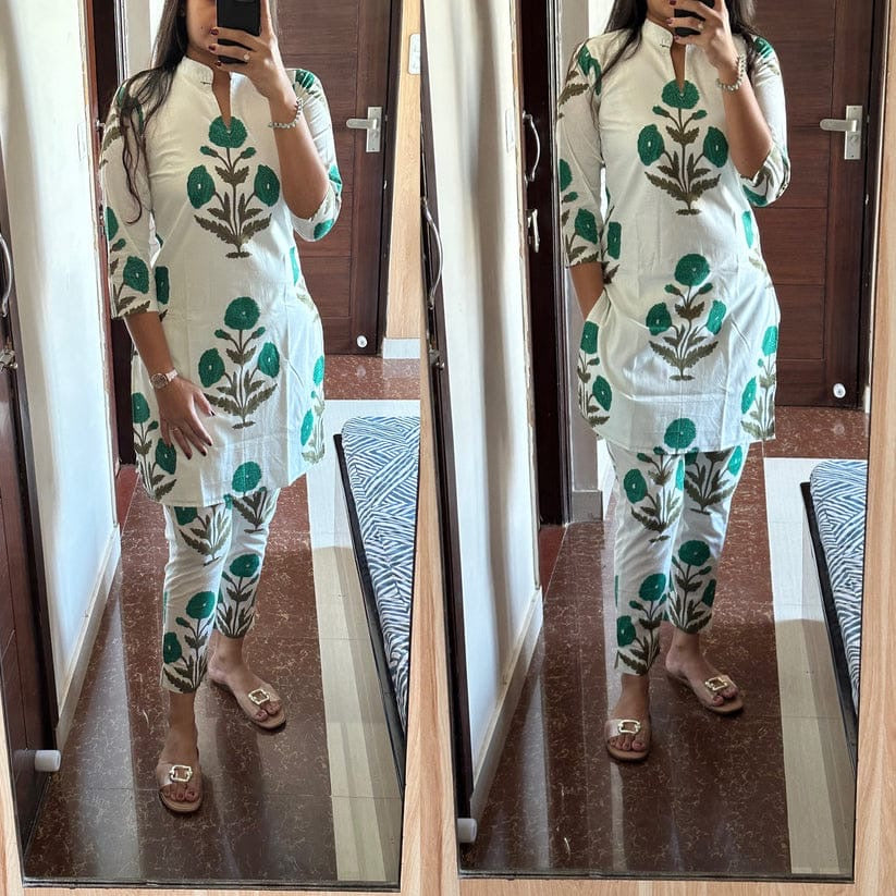 Easy breezy white green summer cord set