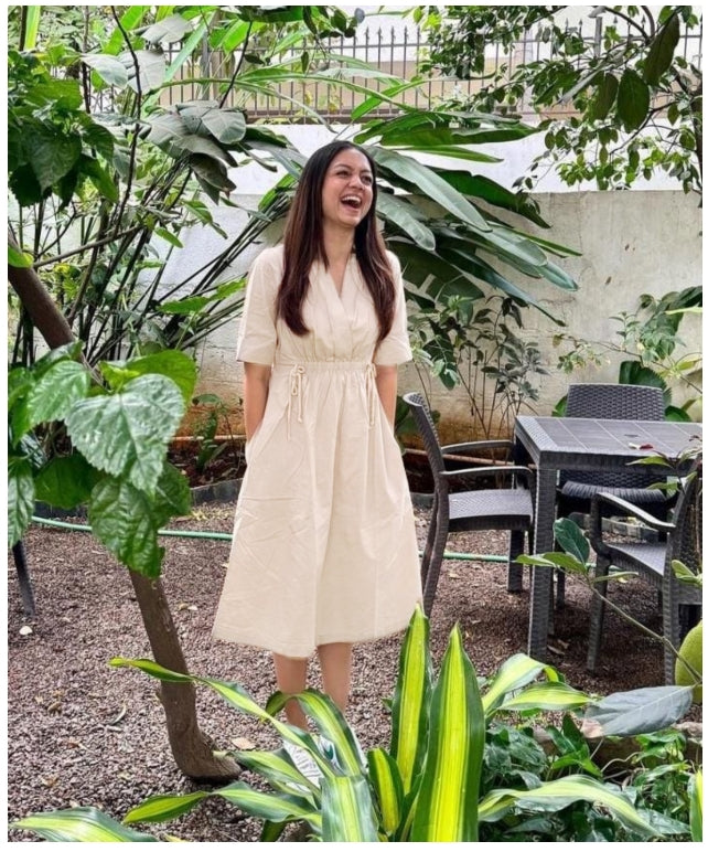 Special offer Beautiful cotton slub dress stylish color and Dori tusle and one side pocket