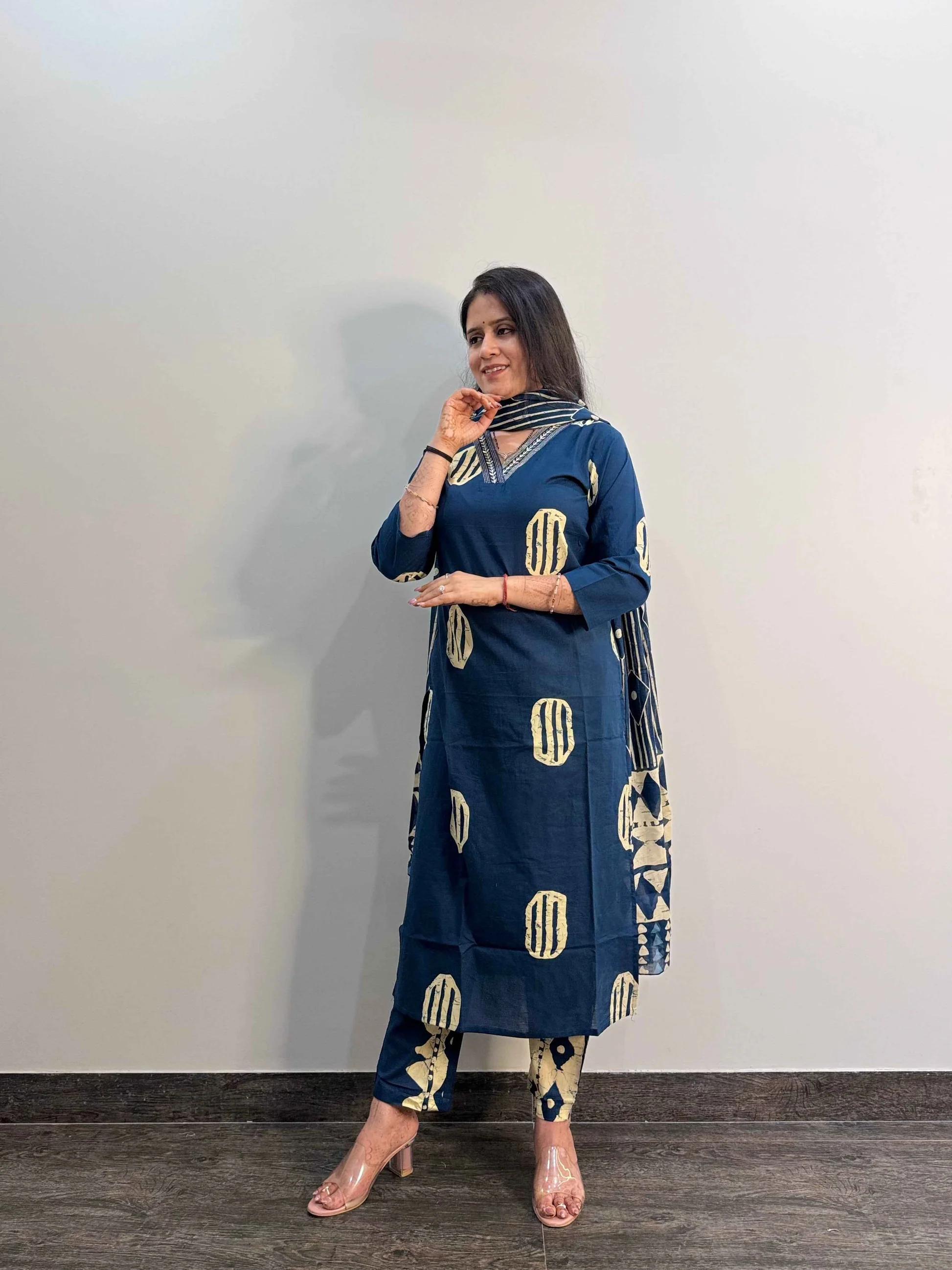 Tradition Woven in Cotton – Kurti Pant & Dupatta Set