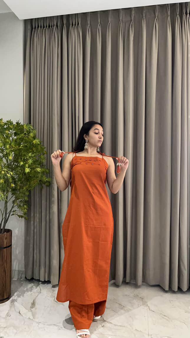 Slub & Shine: Aari Mirror Work Cord Set for Gorgeous Day